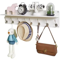 Perchero de Pared Ymyny con 8 Ganchos y Estantes Flotantes Blanco