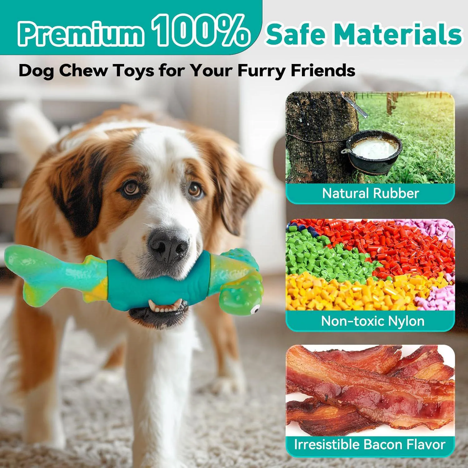 Juguete Resistente Para Perros Con Diseño De Tiburón Y Aroma A Tocino 7