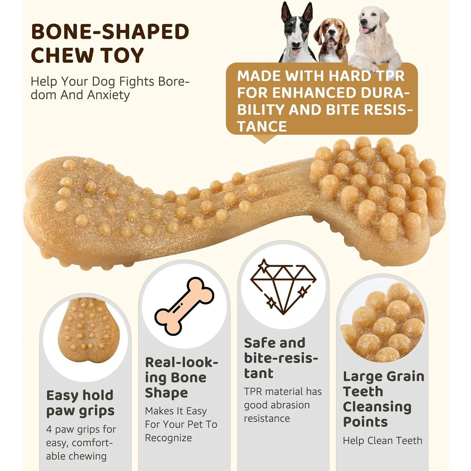 Juguete Resistente Para Perros Masticadores Agresivos Con Limpieza Dental 3