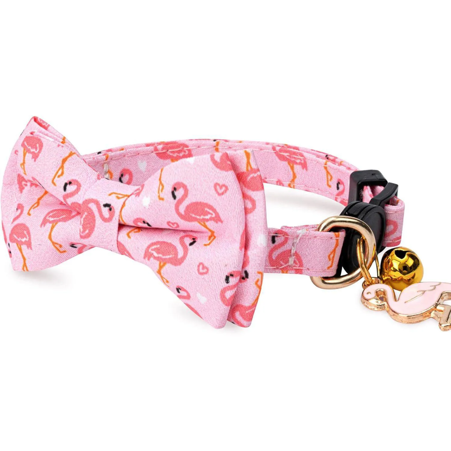 Paquete 2 Collares Jelwuion Algodón con Pajarita y Campana para Gatos 4
