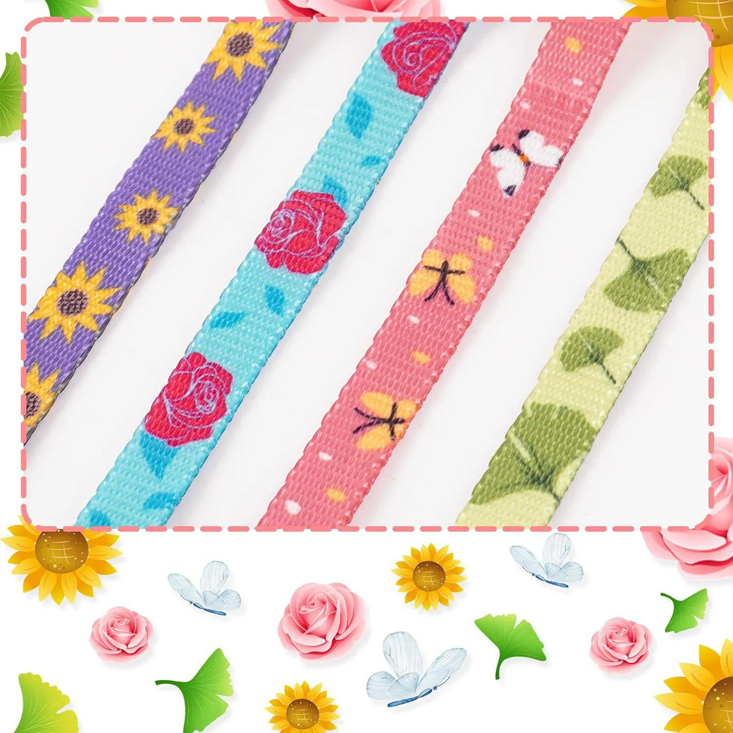 Paquete de 4 Collares para Gatitos azuza con Campana, Hebilla de Liberación Rápida y Diseño Floral Ajustable 7