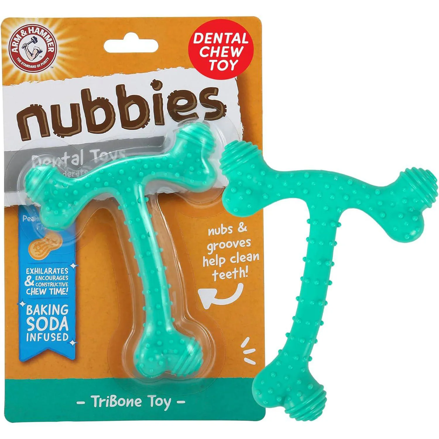 Juguete Dental para Perros con Forma de Hueso y Sabor a Maní Color Verde