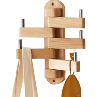 Perchero Giratorio de Pared TRWISWDC en Roble Natural con 5 Ganchos Plegables