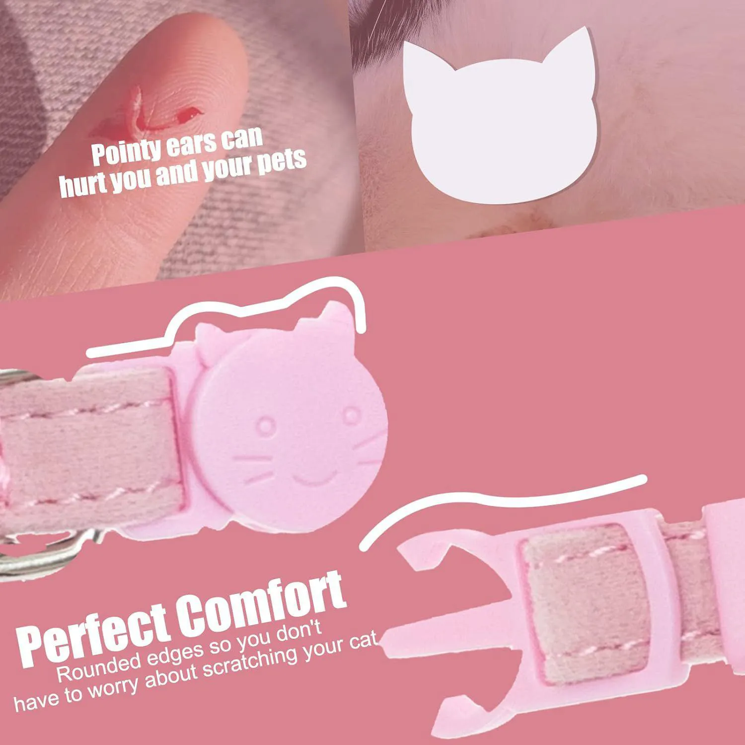 Collares Gato EXPAWLORER Terciopelo Suave Ajustables con Diamantes de Imitación y Campana 4