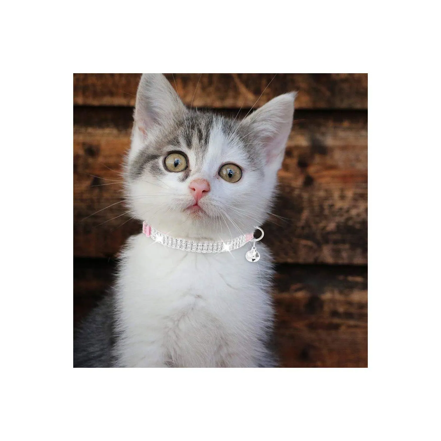 Collares Gato EXPAWLORER Terciopelo Suave Ajustables con Diamantes de Imitación y Campana 8