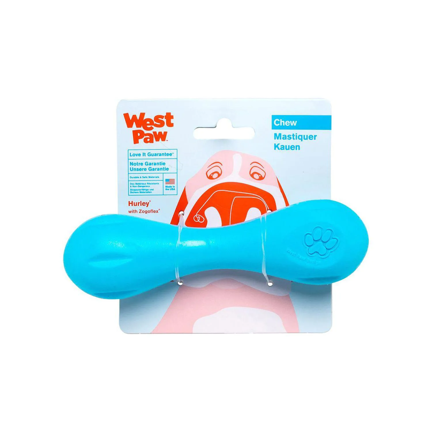 Hueso Resistente para Perros West Paw Zogoflex Hurley Color Aqua Tamaño Pequeño