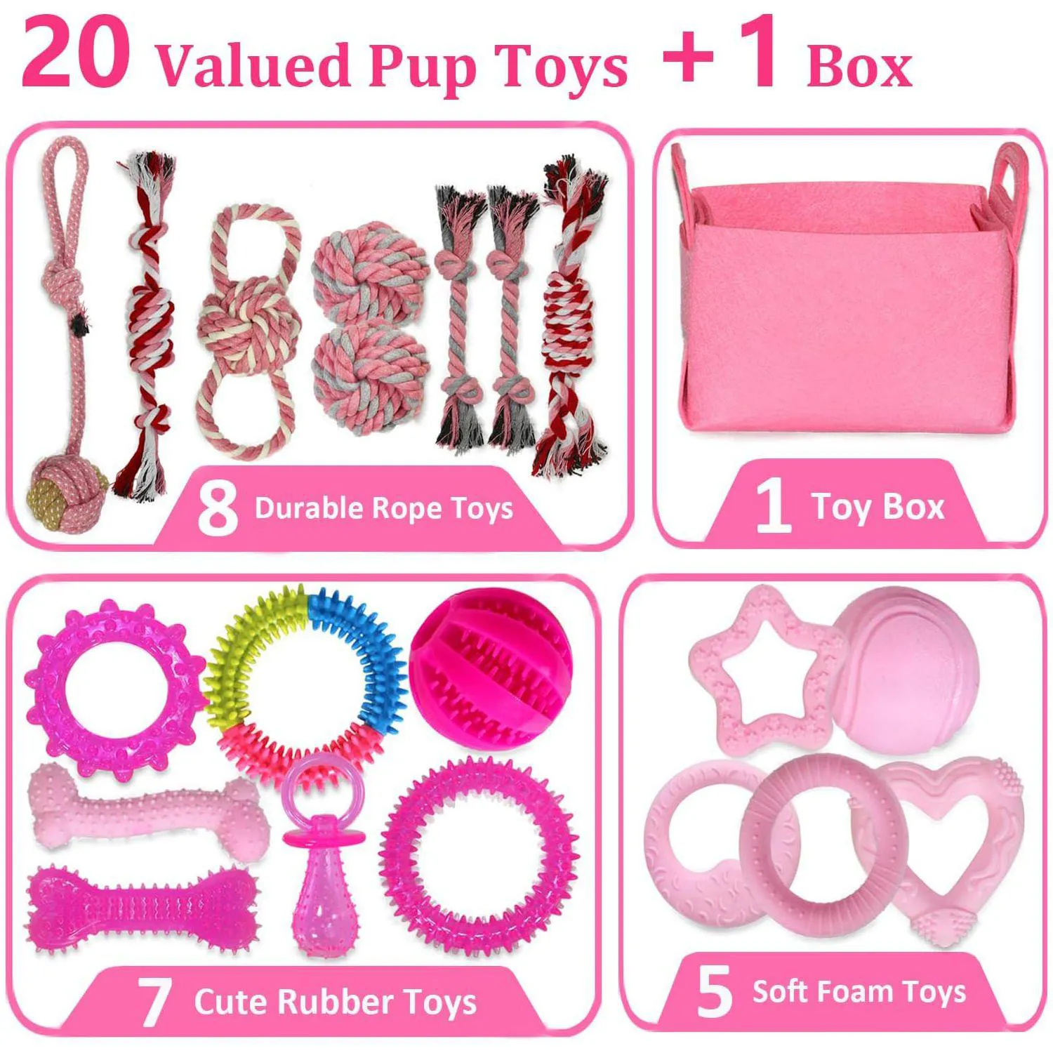 Juego De Juguetes Para Cachorros Paquete De Veinte Con Cuerda Y Accesorios Interactivos