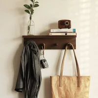 Perchero XAOMLP De Pared De Madera Con Gancho Y Estante Acabado Nogal