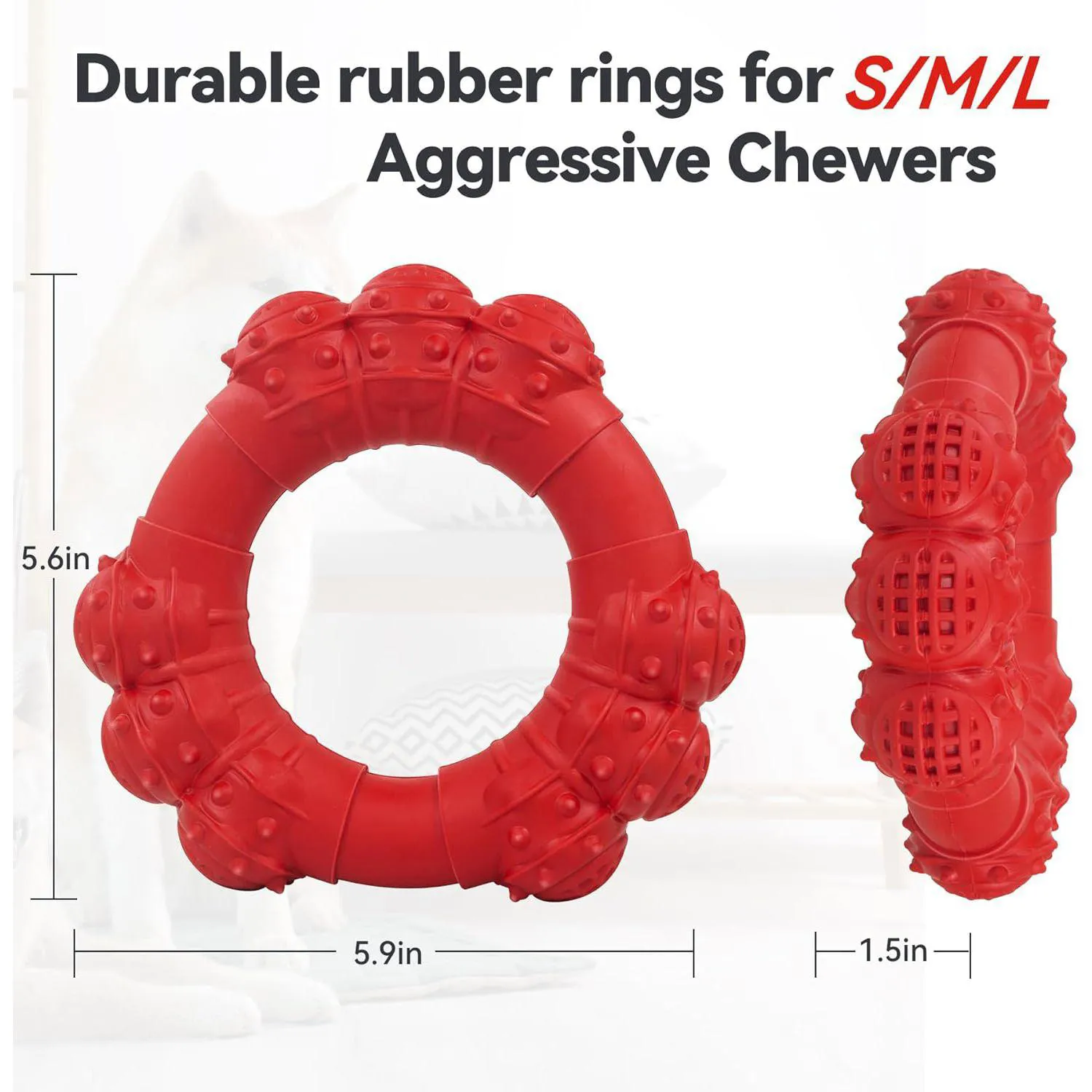 Juguete De Anillo Resistente Para Perros Masticadores Agresivos Con Sabor A Carne