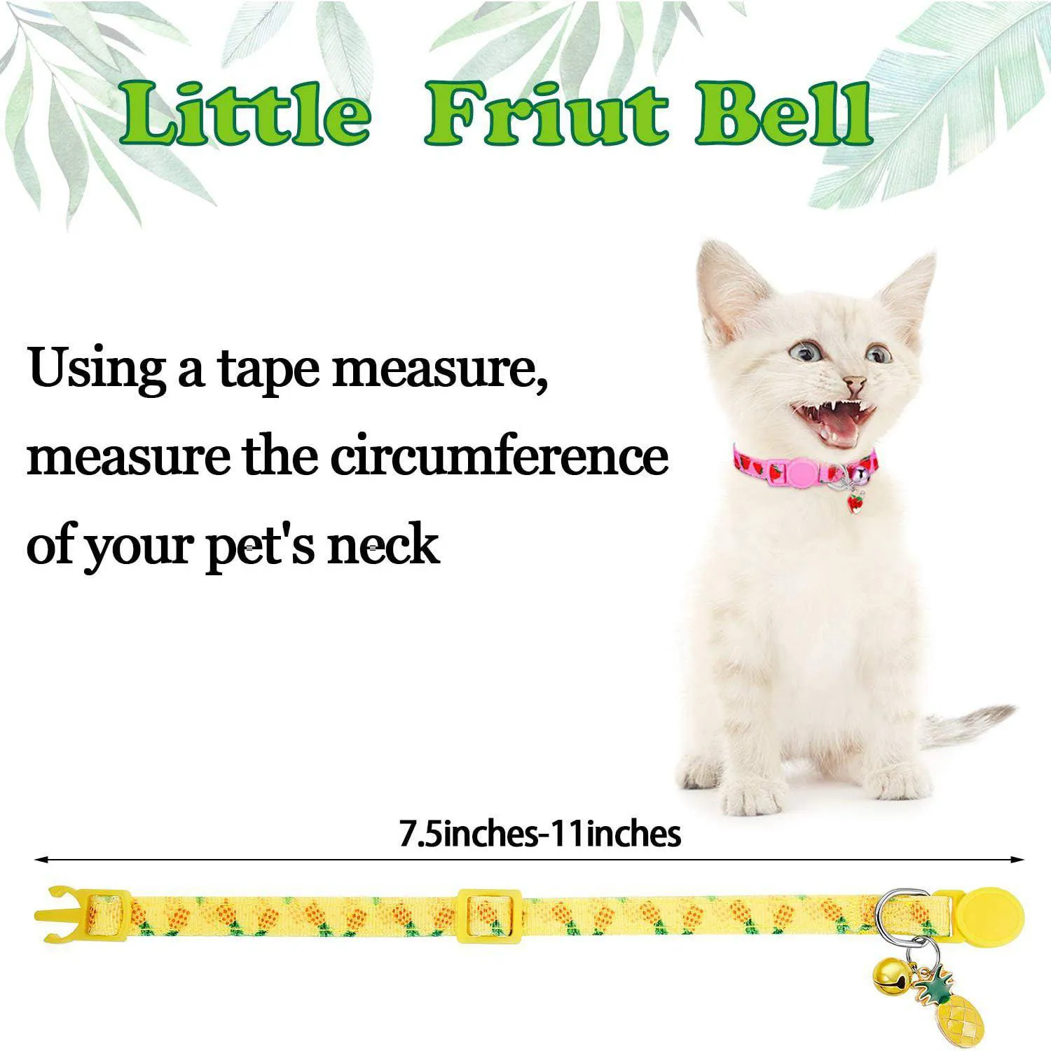 Collar Gato Weewooday Frutas Veraniegas Ajustable con Campana Removible