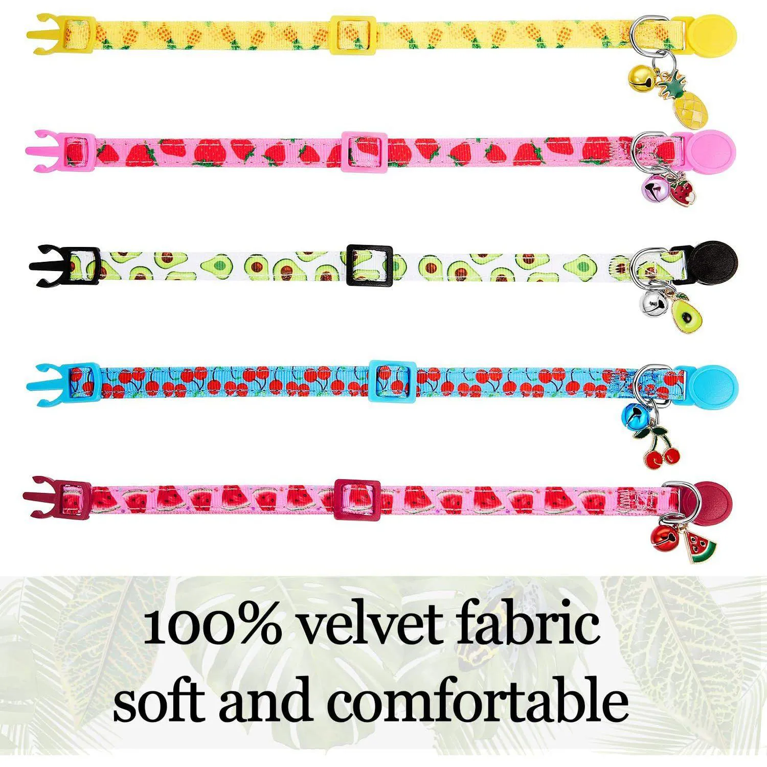 Collar Gato Weewooday Frutas Veraniegas Ajustable con Campana Removible 3