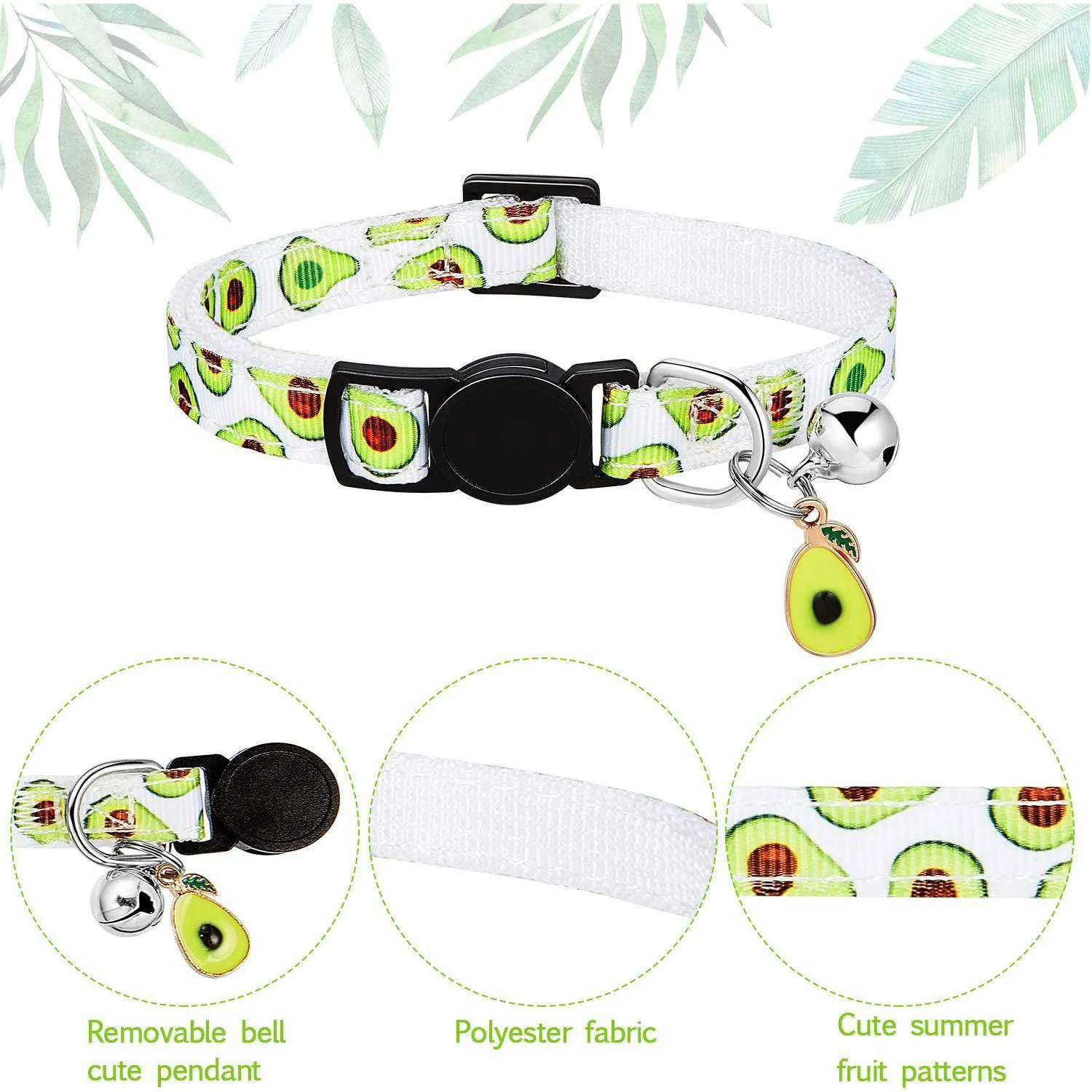Collar Gato Weewooday Frutas Veraniegas Ajustable con Campana Removible 4