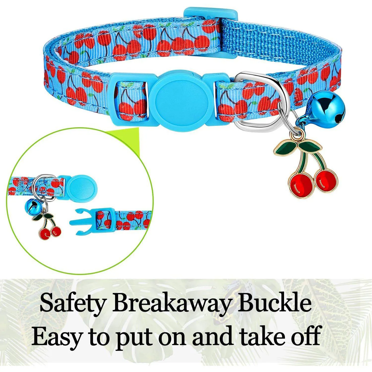 Collar Gato Weewooday Frutas Veraniegas Ajustable con Campana Removible 5