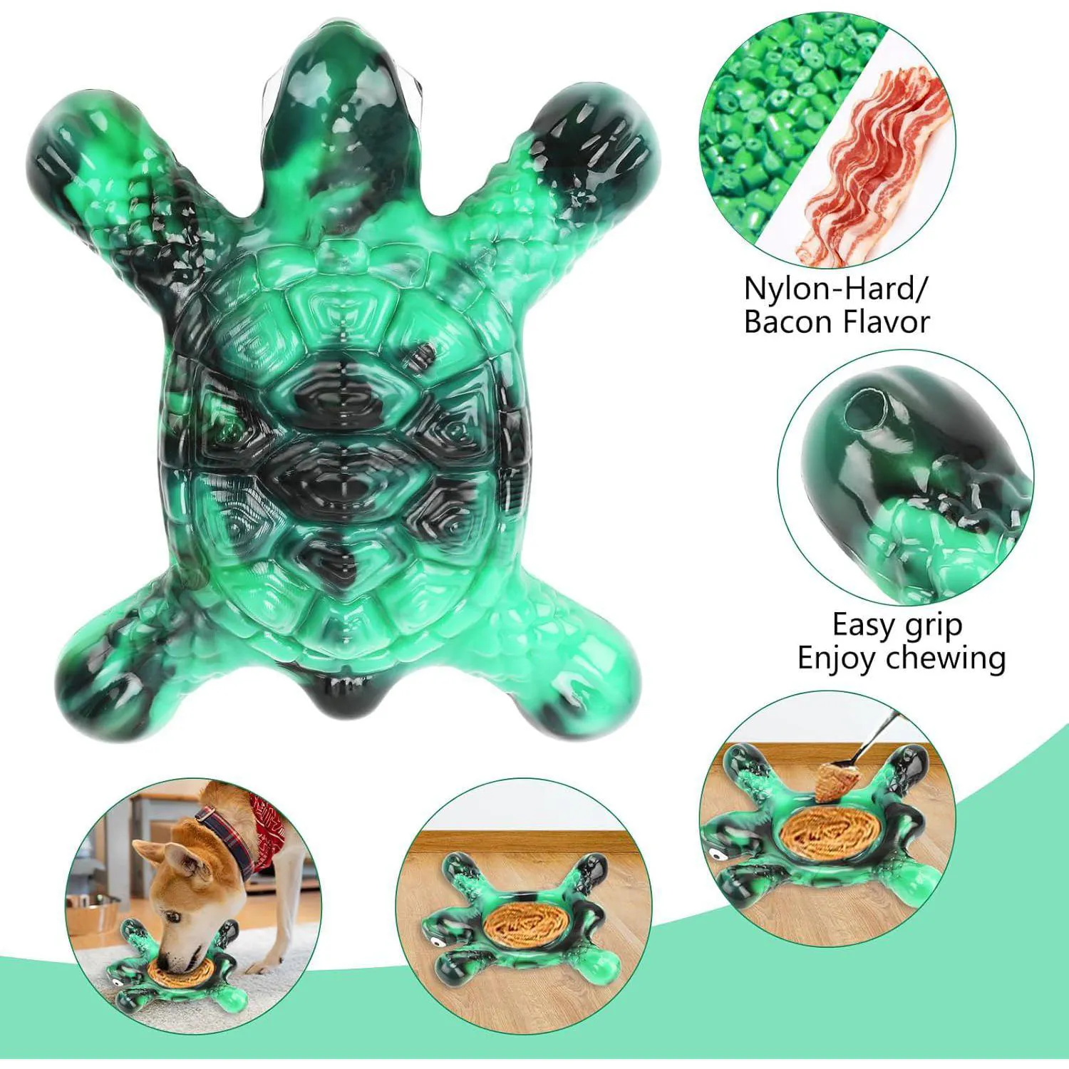 Hueso Masticable Para Perros De Nailon Resistente Con Sabor A Tocino Real
