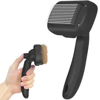 Cepillo Autolimpiante Para Mascotas Pelo Largo Y Corto Negro Dipoo