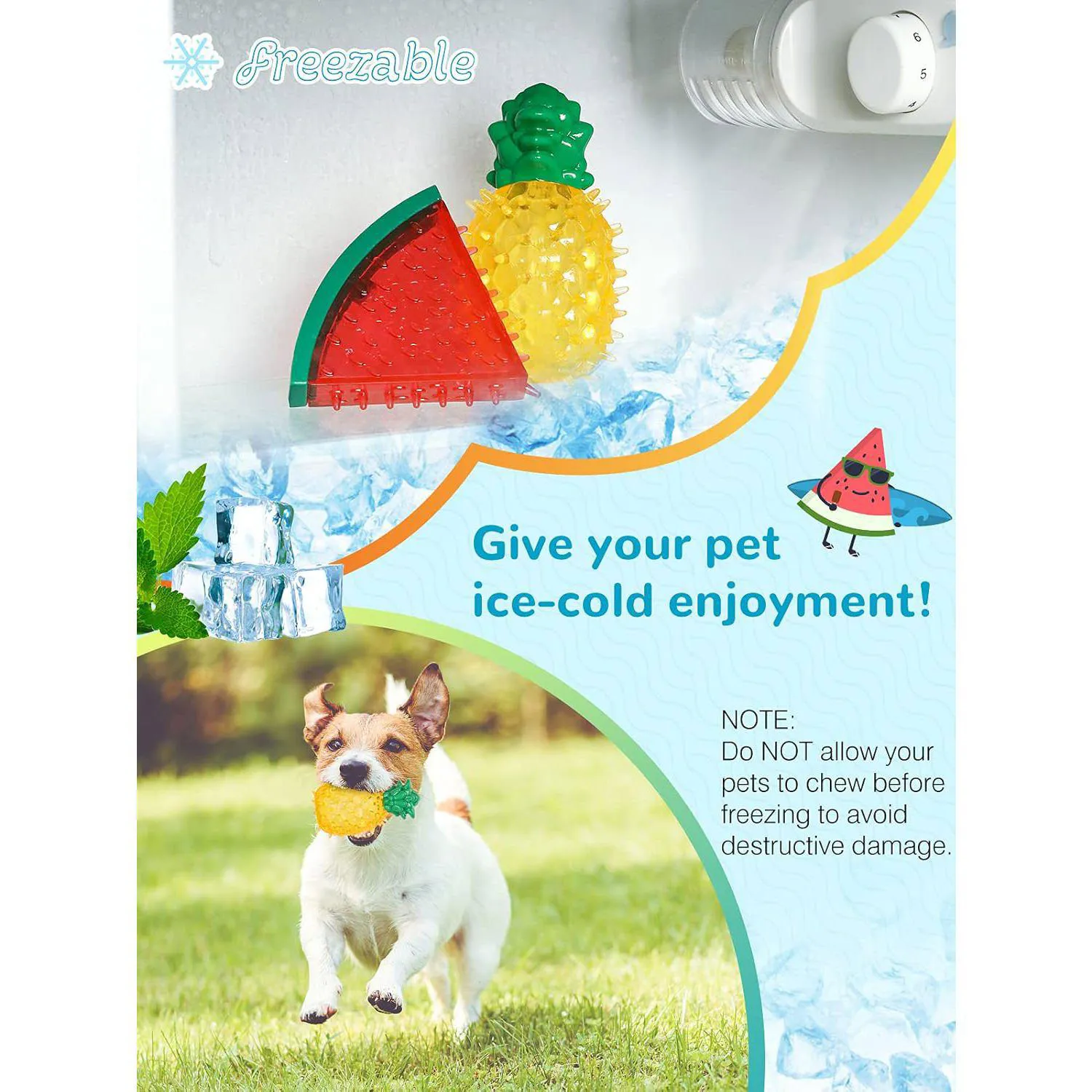 Juguetes Congelables Para Cachorros Con Forma De Sandía Y Piña Para Dentición 3