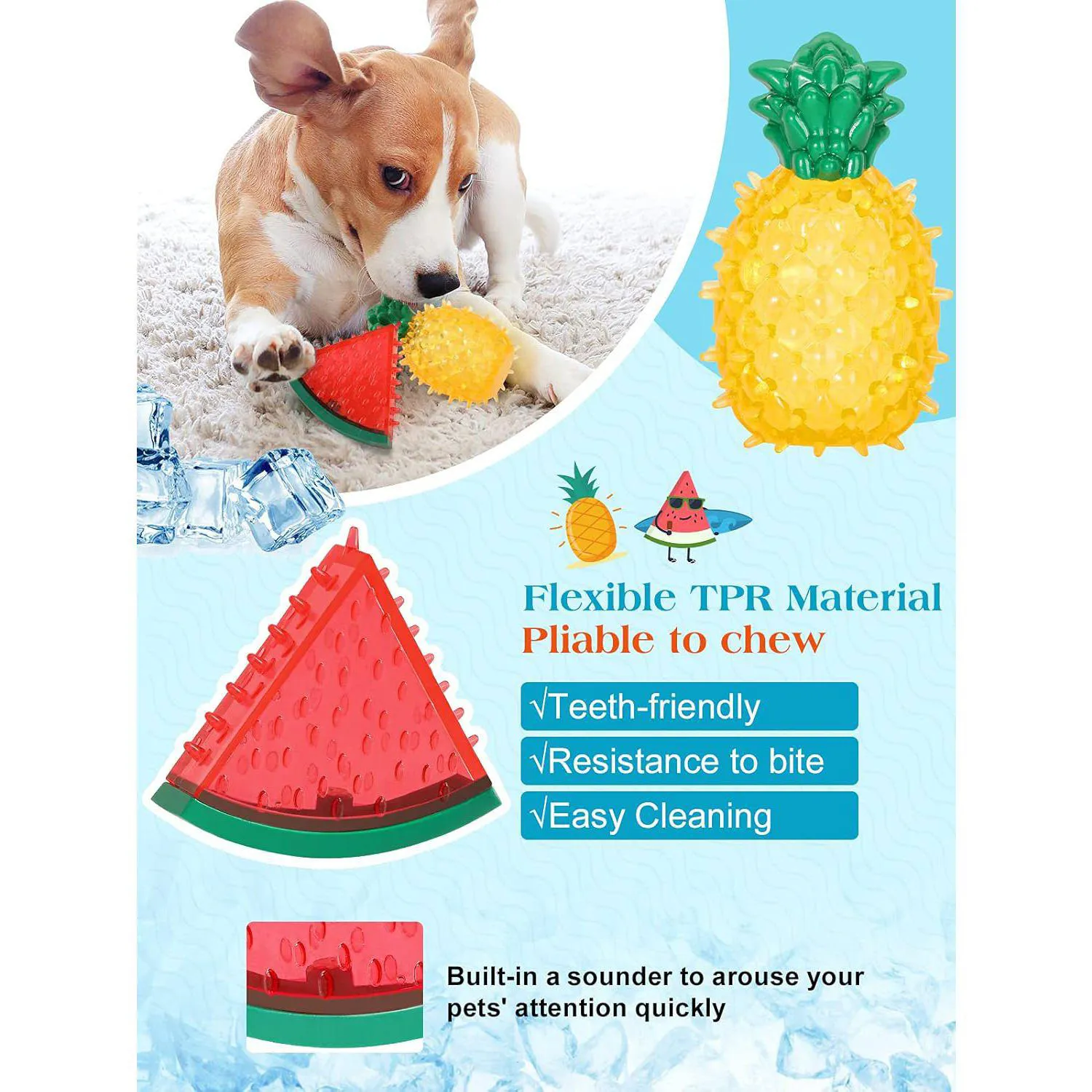 Juguetes Congelables Para Cachorros Con Forma De Sandía Y Piña Para Dentición 4