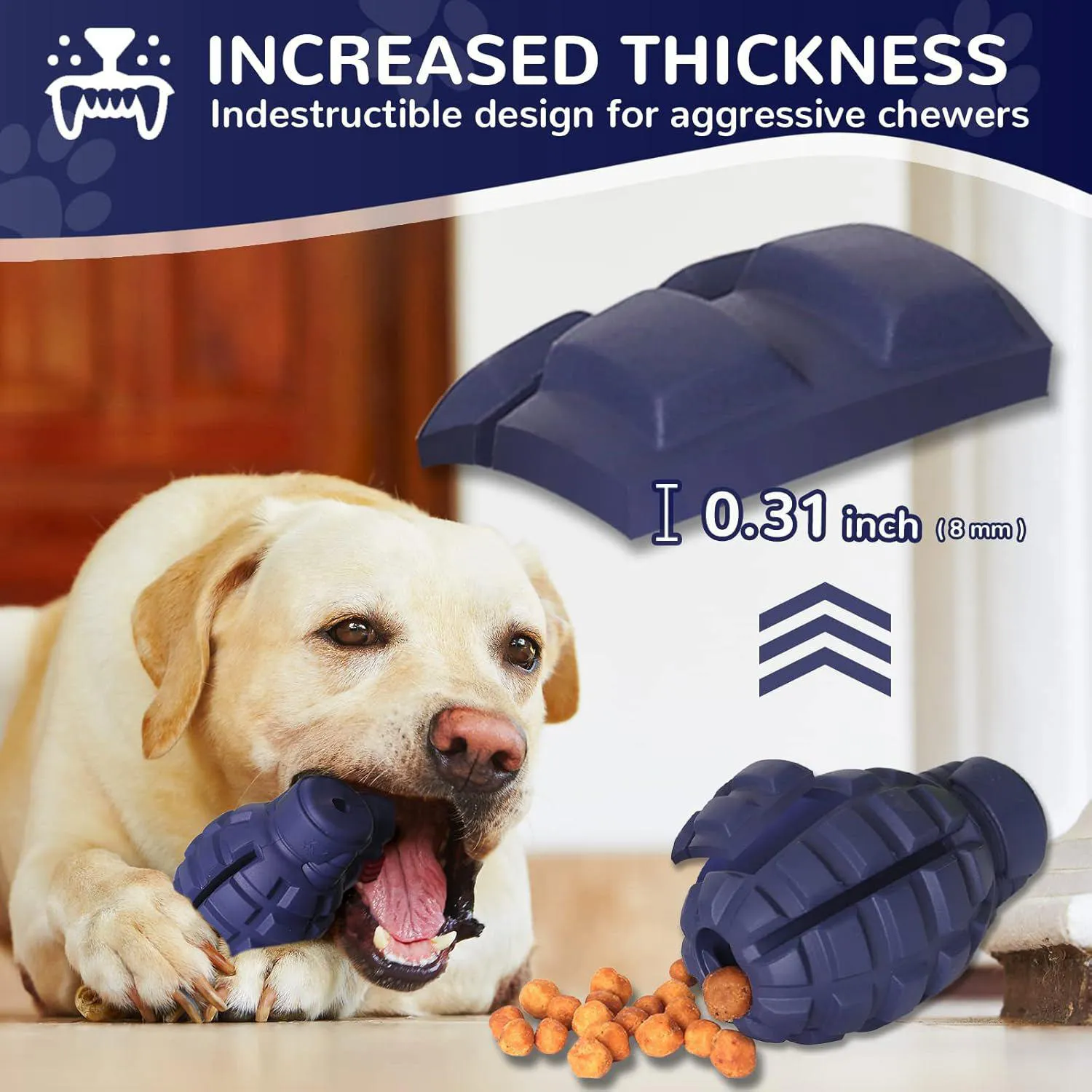Juguete Para Perros Con Forma De Granada De Goma Resistente Rellenable E Interactivo