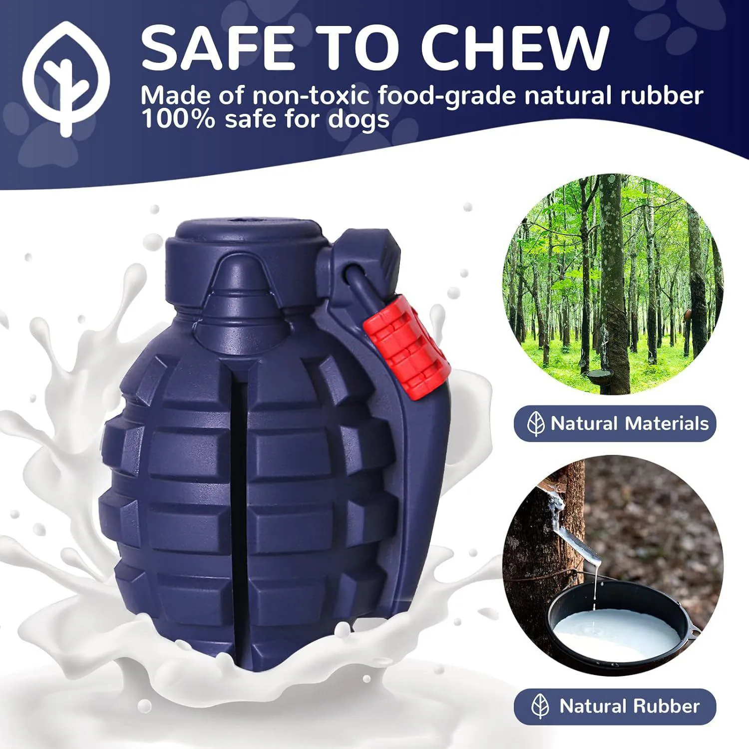 Juguete Para Perros Con Forma De Granada De Goma Resistente Rellenable E Interactivo 5