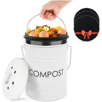 Contenedor de Compostaje para Cocina con Filtro de Carbón y Diseño Vintage