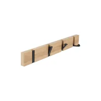 Perchero de Pared JSVER con 4 Ganchos Retráctiles en Bambú y Aluminio