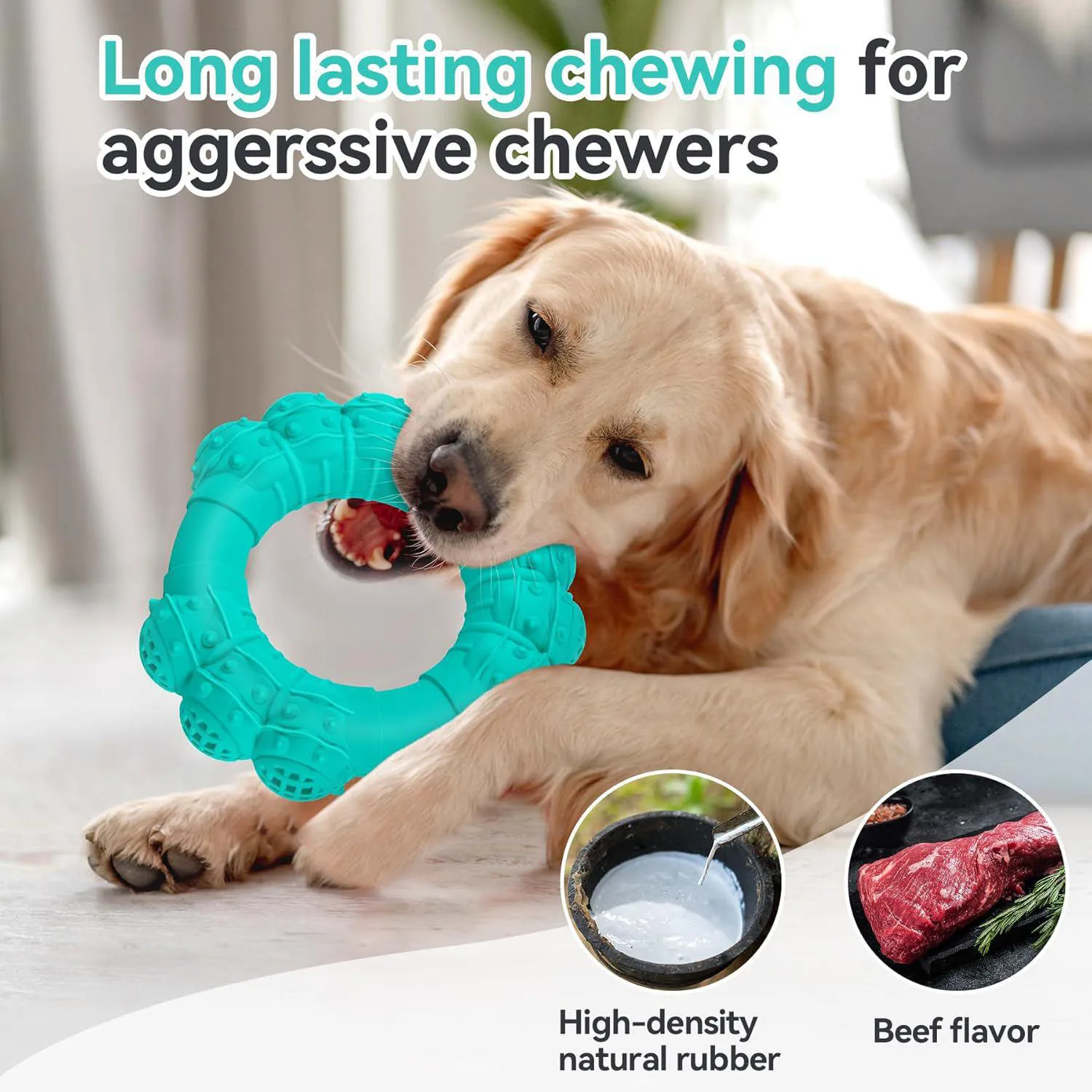 Juguete Para Perros DAOZIJI Que Resiste Mordidas Y Limpia Dientes Con Sabor A Carne 3