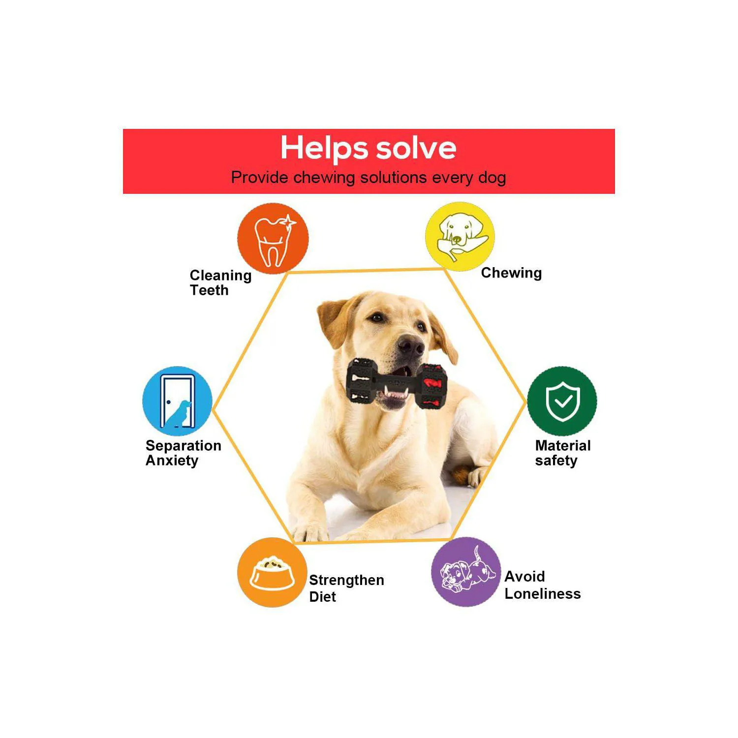 Juguete Resistente Para Perros Grandes Con Diseño De Mancuerna Y Limpieza Dental 3