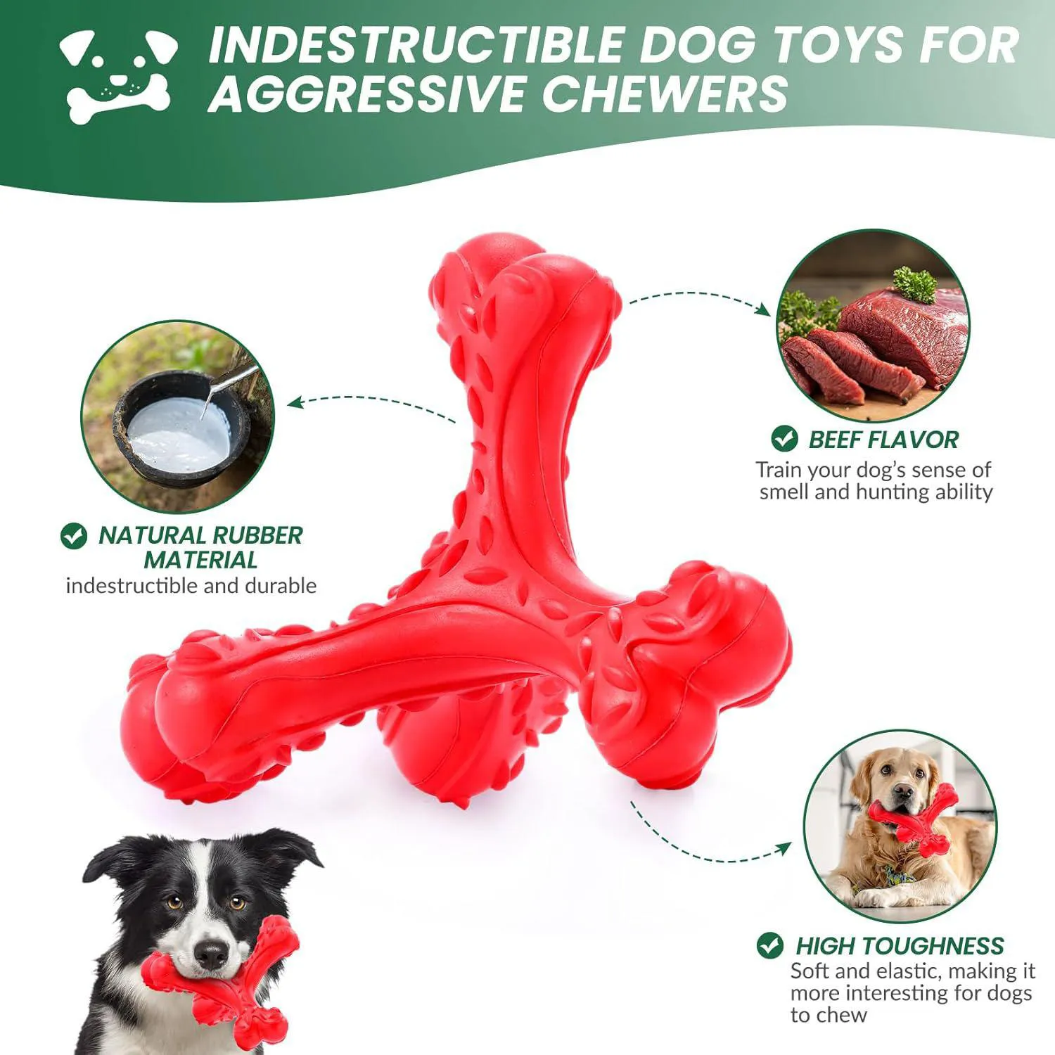 Juguete De Hueso Resistente Para Perros Grandes Con Limpieza Dental 3