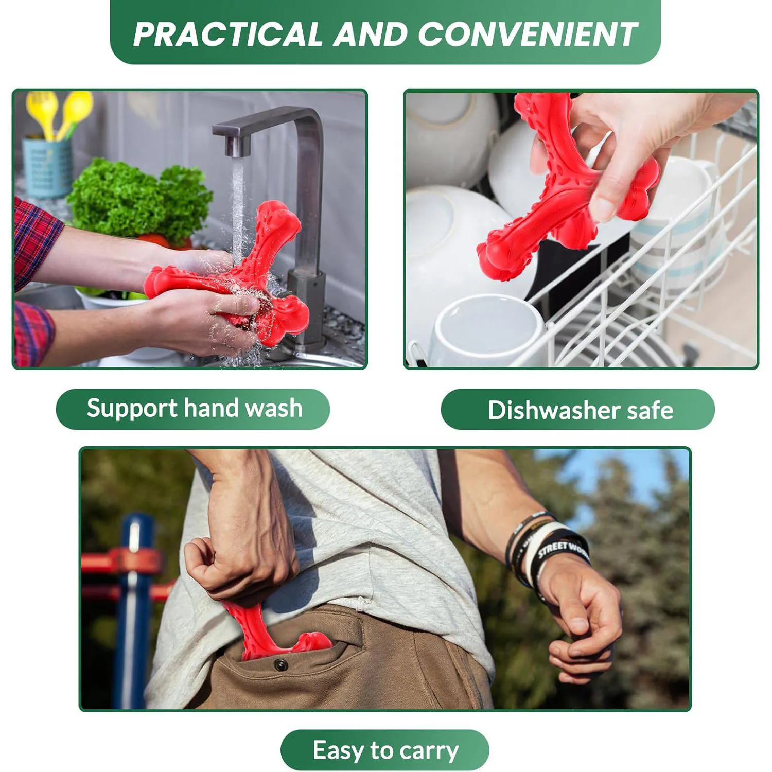 Juguete De Hueso Resistente Para Perros Grandes Con Limpieza Dental 5