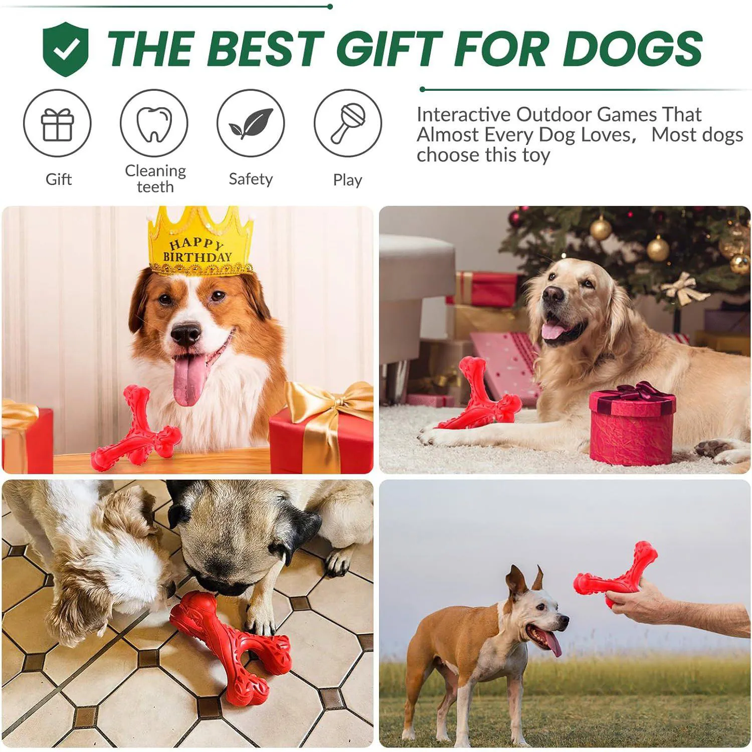 Juguete De Hueso Resistente Para Perros Grandes Con Limpieza Dental 6
