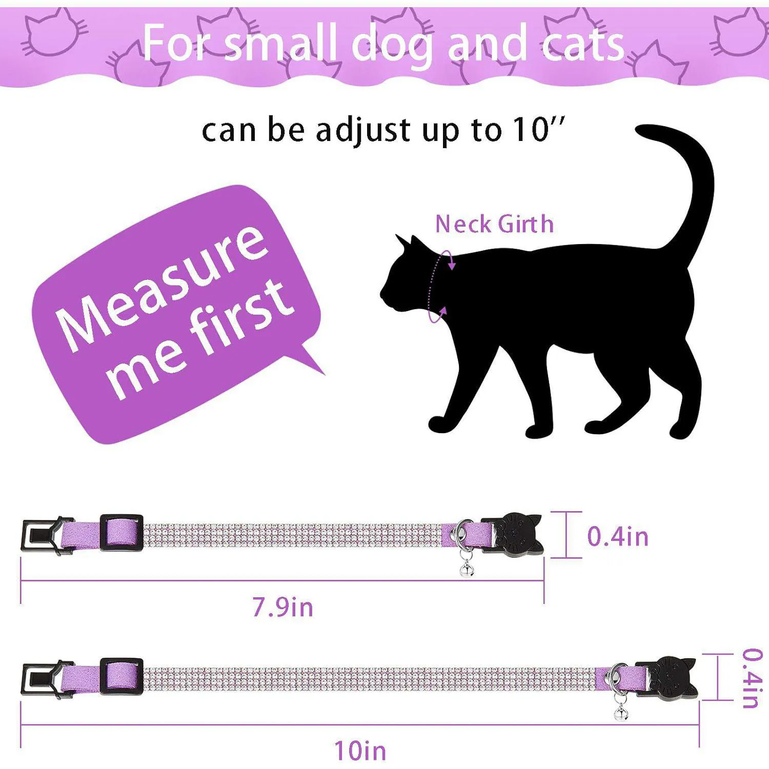 Collares Weewooday XS De Terciopelo Con Diamantes De Imitación Para Gato x4