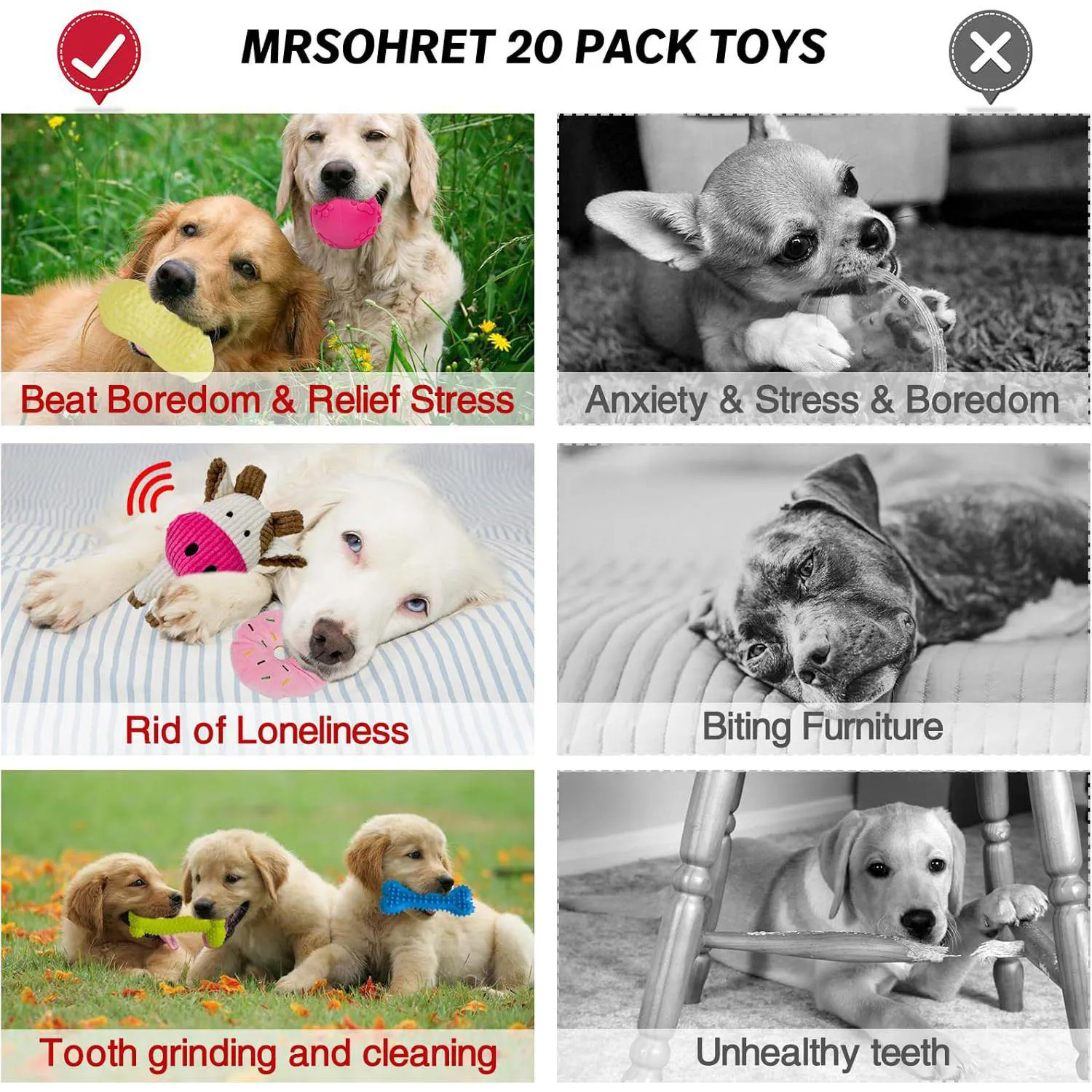 Paquete De 20 Juguetes Para Cachorros Con Cuerda Pelotas Y Cepillo Dental 6
