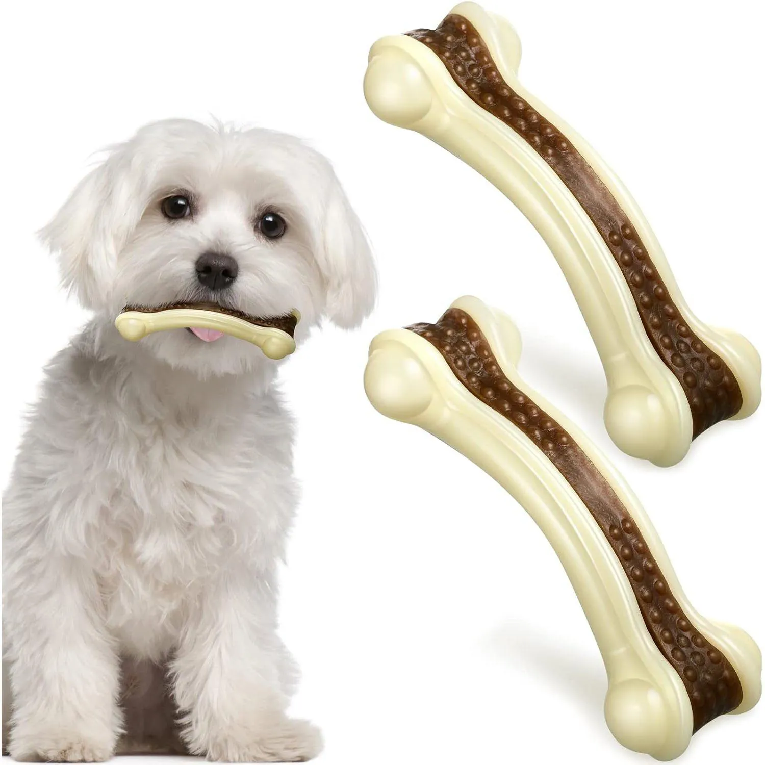Juguetes Masticables Para Perros Con Sabor A Carne Paquete De Dos Huesos Resistentes