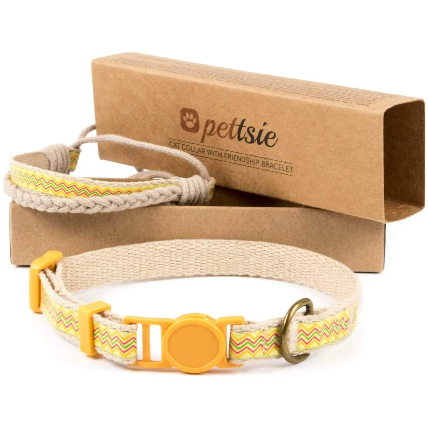 Collar Pettsie Para Gato y Pulsera de Amistad a Juego Ajustable Algodón