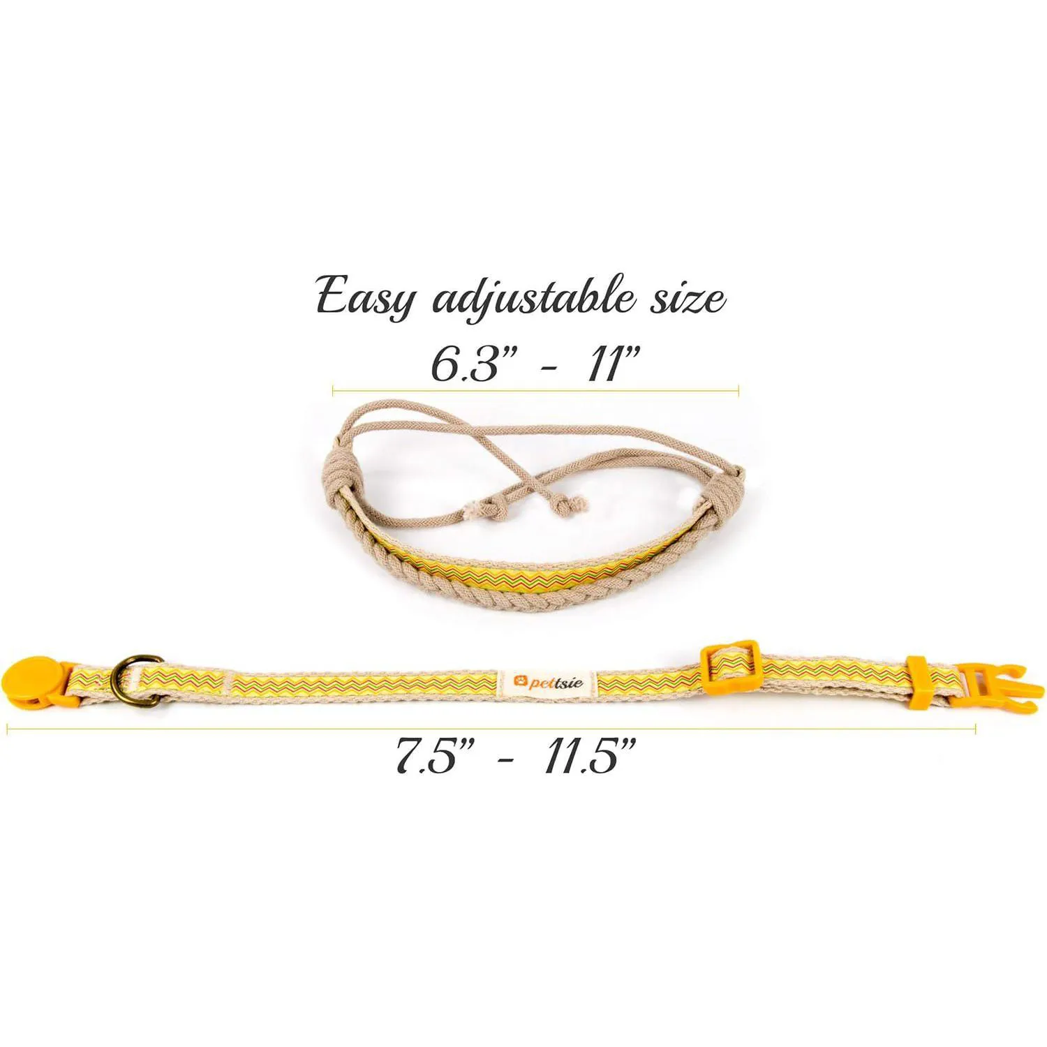 Collar Pettsie Para Gato y Pulsera de Amistad a Juego Ajustable Algodón 5