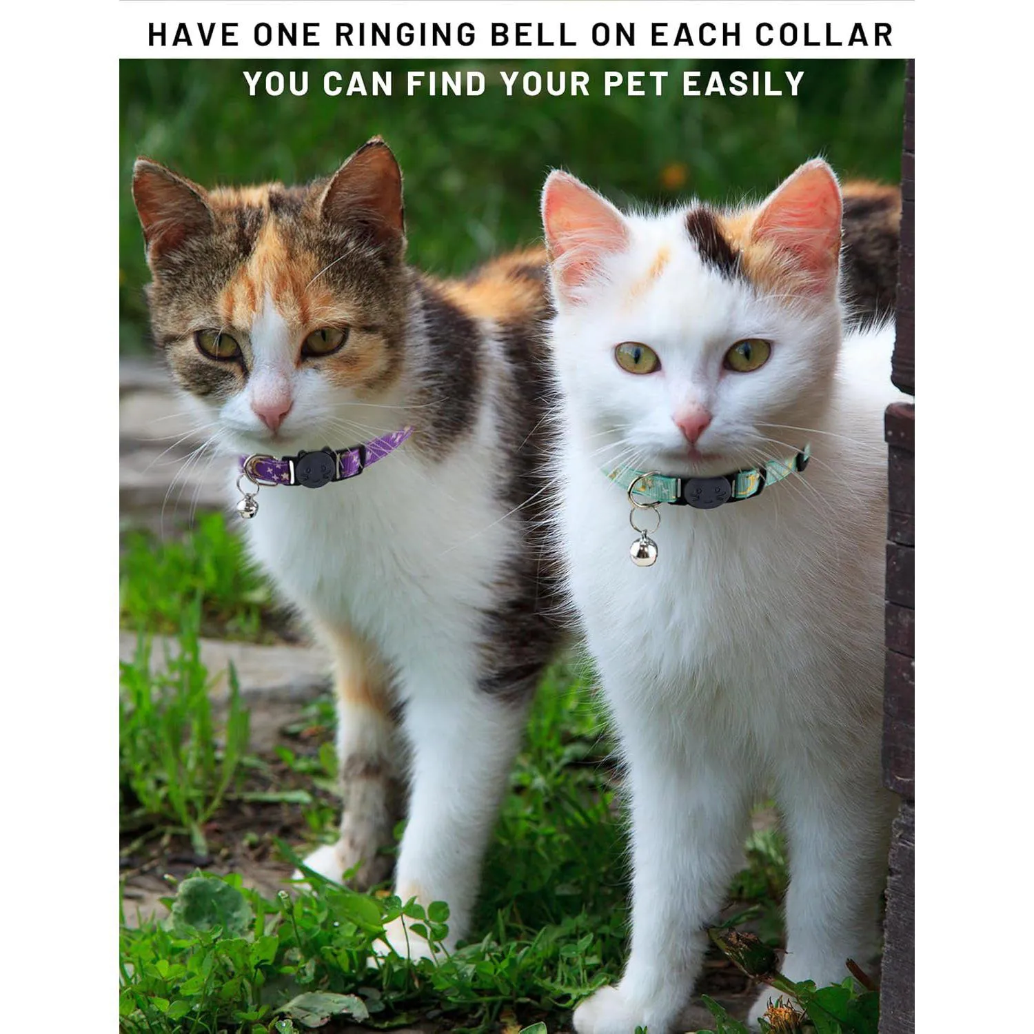 Collares MEDIHOOL Para Gato con Estrellas y Luna Campana Ajustables x8 7