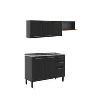 Cocina Integral En Acero 191X180X48Cm 6 Puertas Incluye Lavaplatos Central Gris