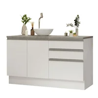 Kit 2 Muebles para Baño 140 cm 2 Puertas 3 Cajoness Blanco