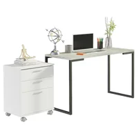 Mesa de Escritorio Industrial 9423 y Cajonero Gris/blanco