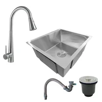 Combo Lavaplatos 51*45cm+griferia Extraible Plata+accesorios