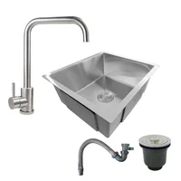 Combo Lavaplatos 51*45cm+griferia Plata Cuello 7+accesorios