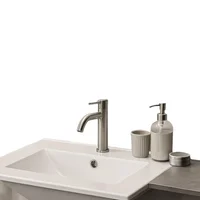 Combo Lavamanos Placa De 50X46 Cm Blanco+Grifería Agua Fria Acero+Desague Push