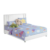 Base Cama con Espaldar Sencillo Infantil Lupe 100x190x130 Blanco
