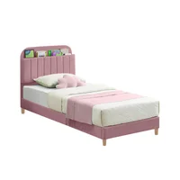 Base Cama con Espaldar + Colchon 1 Pillow Sencillo Infantil Fenix 100x190x115 Rosado