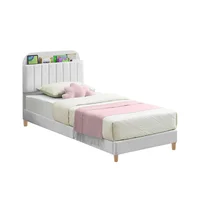 Base Cama con Espaldar + Colchon 1 Pillow Sencillo Infantil Fenix 100x190x115 Blanco