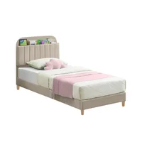 Base Cama con Espaldar + Colchon 1 Pillow Sencillo Infantil Fenix 100x190x115 Taupe