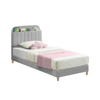 Base Cama con Espaldar + Colchon 1 Pillow Semidoble Infantil Fenix 120x190x115 Gris