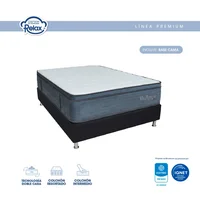 Combo Colchón con Base Cama Entera Relax Medida Sencilla 100x190x28cm con Resortes y Pillow Firmeza Intermedia Vitarest