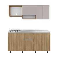 Cocina Integral Frank 1.80 Metros Capri/Fresno Incluye Mesón Poceta Derecha con 4 Fogones a Gas Just Home Collection