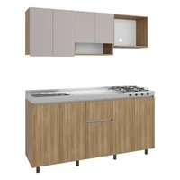 Cocina Integral Frank 1.80 Metros Capri/Fresno Incluye Mesón Poceta Izquierda con 4 Fogones a Gas Just Home Collection